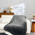 66"x90" Ribbed Texture Reversible Gray Throw Blanket