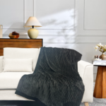 66"x90" Ribbed Super Soft Textured Solid Throw Blanket Black