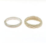 Woven Rattan and Marbleized Bangle Bracelet