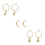 Mixed Beach Charm Hoop Trio Earring Set