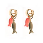 Mixed Fish Charm Huggie Hoop Earring