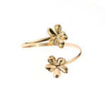 Flower open-cuff bangle bracelet