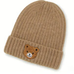 Baby Beanie with Bear Embroidery