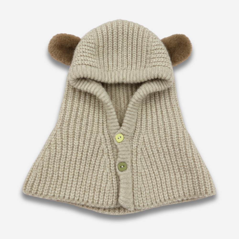 1 Kids Cute Knit Hooded Scarf - Image 1