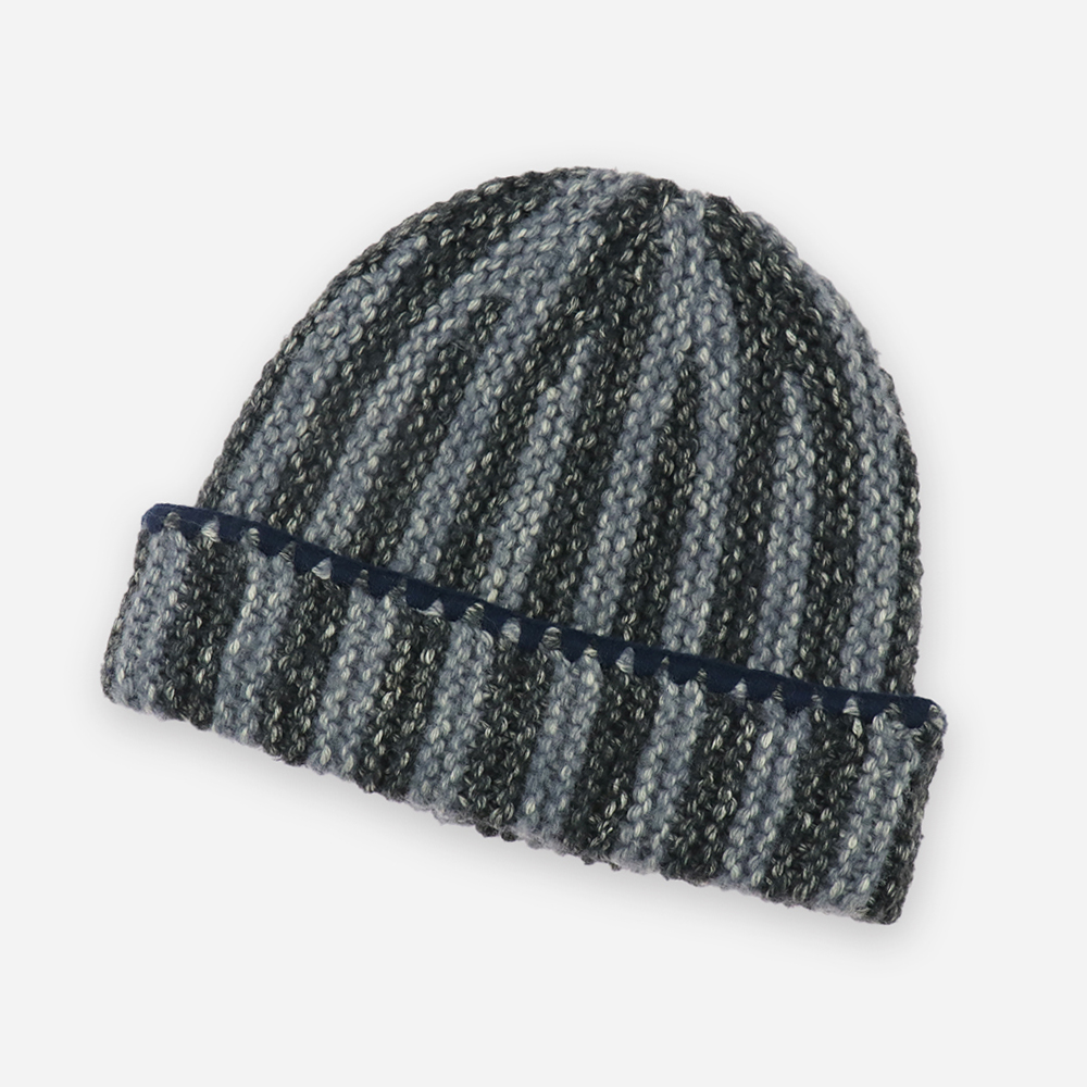 1 Marled Striped Ribbed Cuffed Beanie - Image 1