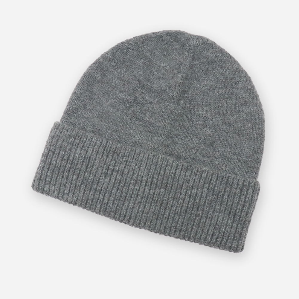 1 Heather Grey Cuffed Knit Beanie - Image 1