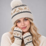 Christmas Deer Pompon Beanie And Gloves Set - Image 2