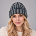 Marled Striped Ribbed Cuffed Beanie - Image 2