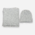 Knit Beanie and Scarf Set (Heather Gray/Oat Beige)