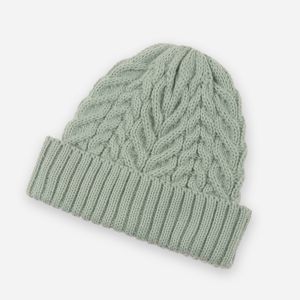 IMG_5002 Sage Green Cable Knit Winter Beanie - Image 1