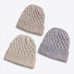 Wool Blend Ribbed Cuff Winter Beanie Hat (Oatmeal / Cream / Light Gray)