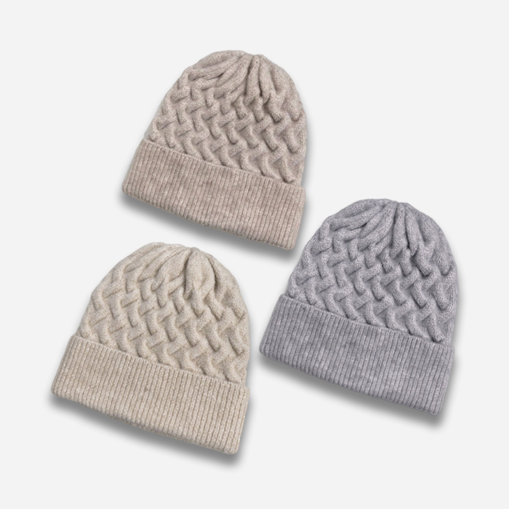 主图 Wool Blend Ribbed Cuff Winter Beanie Hat (Oatmeal / Cream / Light Gray) - Image 1